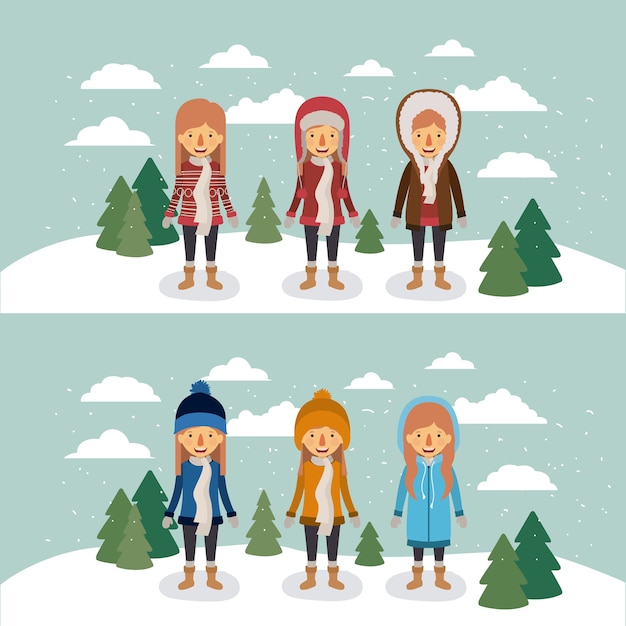 Vector winter people