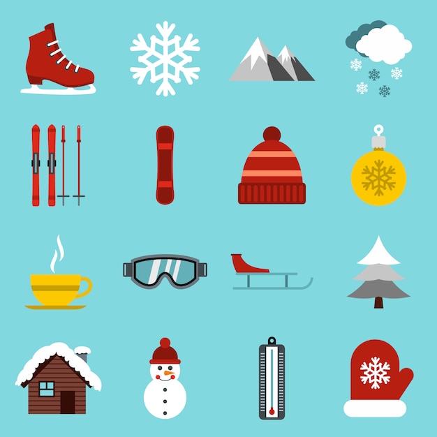 Vector winter pictogrammen instellen