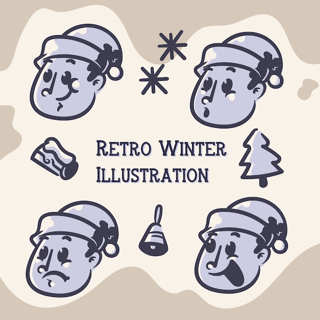 Winter retro illustraties