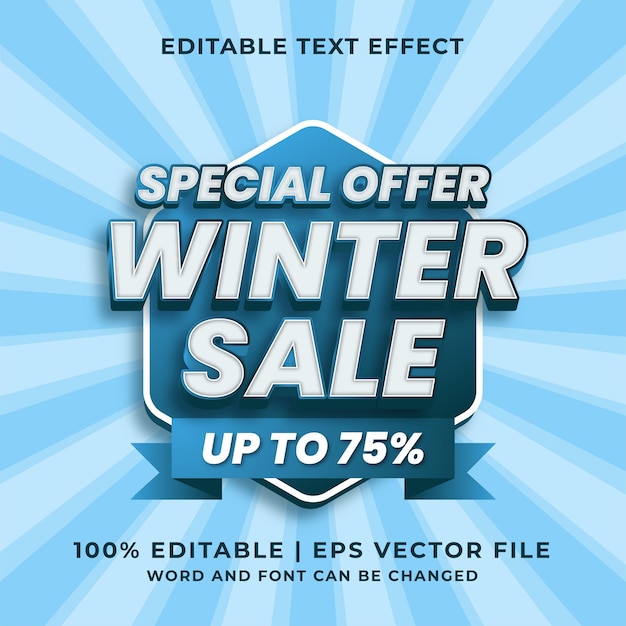 Winter Sale 3d editable text effect Premium Vector