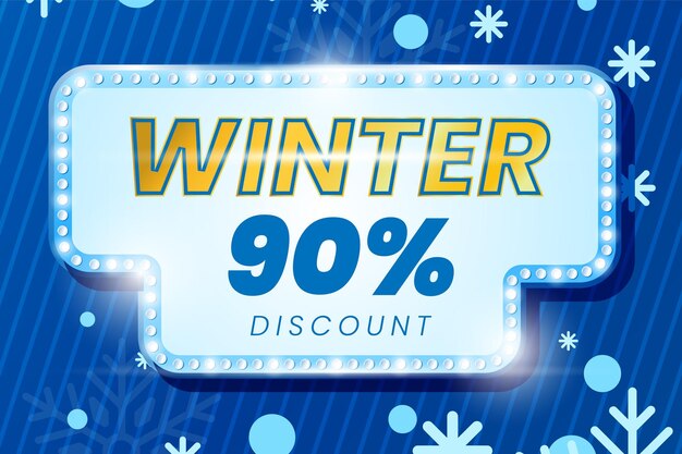 Vector winter sale 90 percent discount square banner vector
