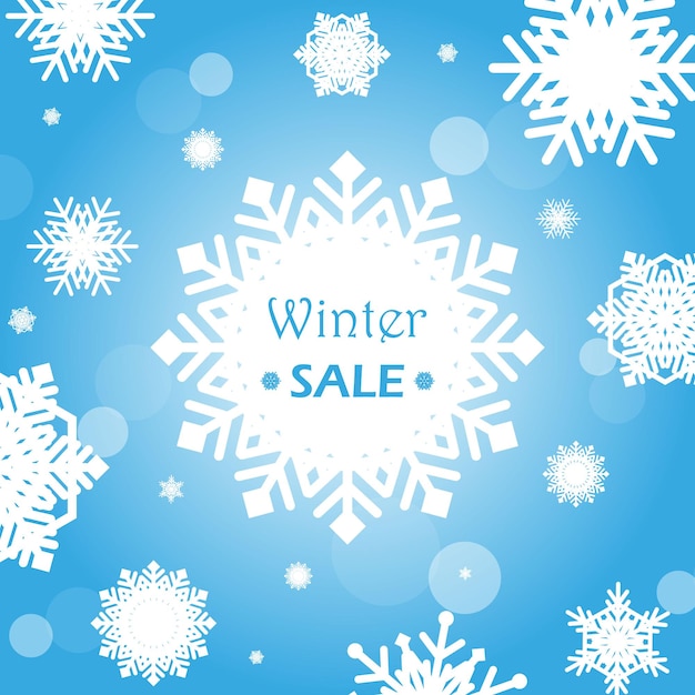 ベクトルデザインによる雪片と冬の販売の背景