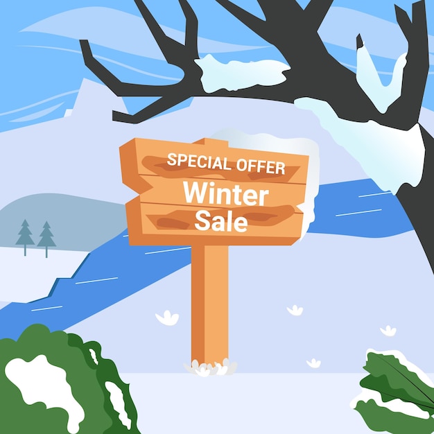 Winter sale banner design vector illustration