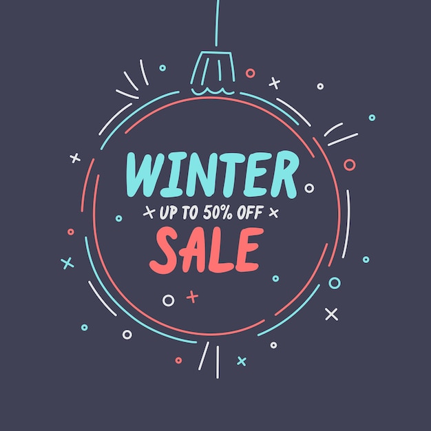 Winter sale banner Original poster for discount Bright background with text