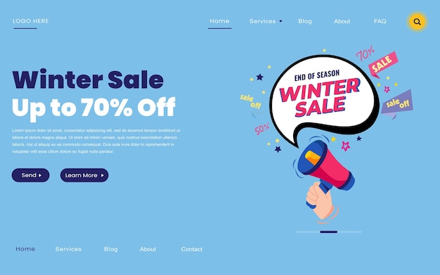 Winter sale banner for store and shopping mall. New Year special offer advertising web banner.