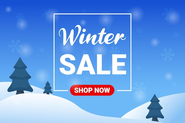 Winter sale banner With Shop now button