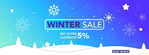 Winter Sale Banner With snowflakes 