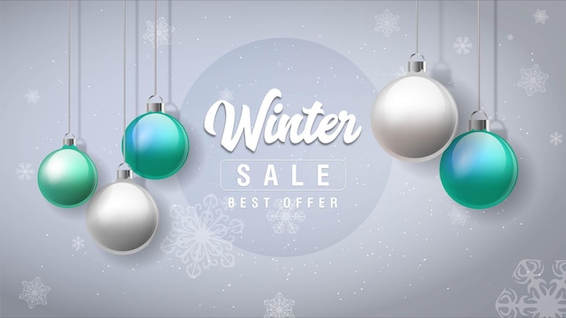 winter sale banners Post sjabloon met besneeuwde achtergrond