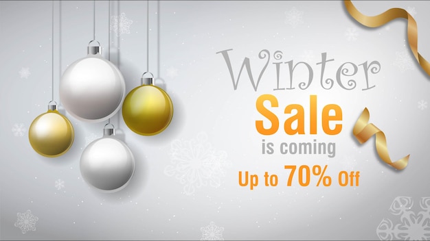 winter sale banners Post template with snowy background