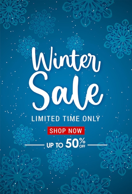 Winter sale banners Post template with snowy background