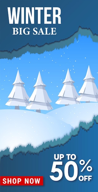 Winter sale banners post template with snowy background