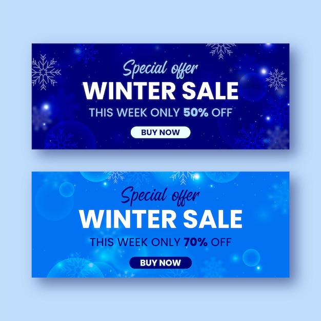 Winter sale banners with blurry elements