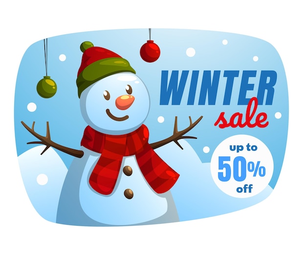 Winter sale banners with snowman