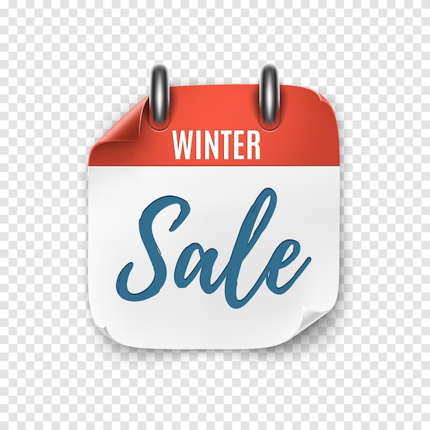 Winter sale. Calendar template for your projects. Realistic calendar icon. Vector illustration.