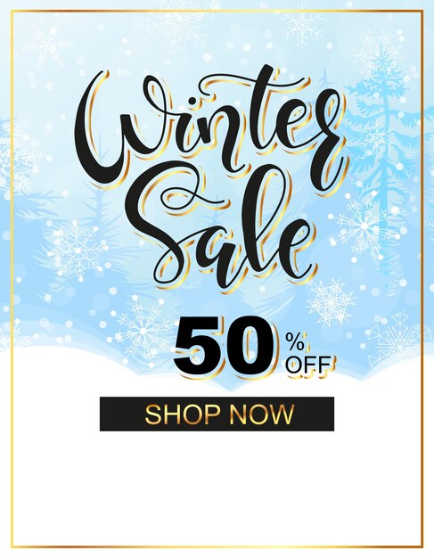 Vendita di inverno calligrafia inverno sfondo design per il nuovo anno o natale