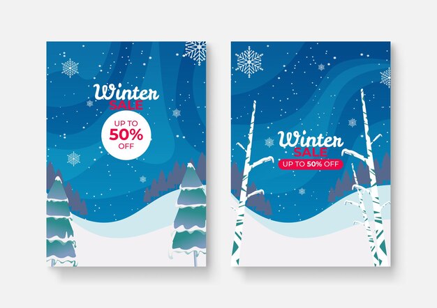 Winter sale cover design background