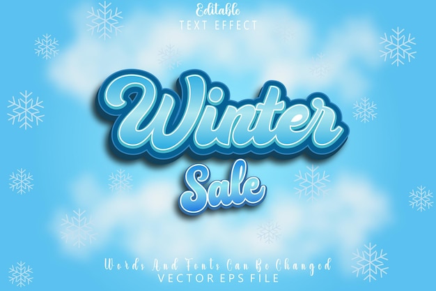 Winter Sale Editable Text Effect Emboss Cartoon Style