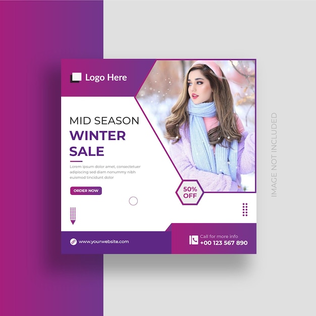 Saldi invernali moda esclusiva social media post banner design instagram post design template