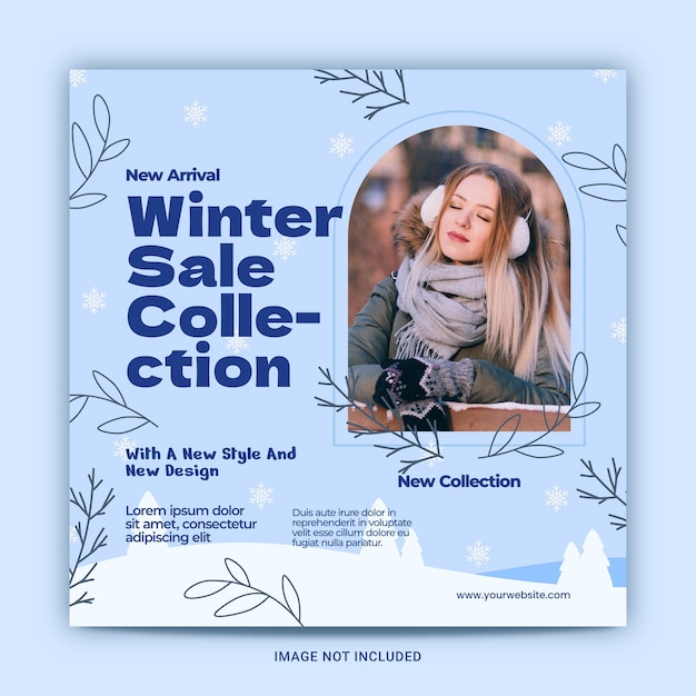 Vector winter sale fashion social media and instagram post templates