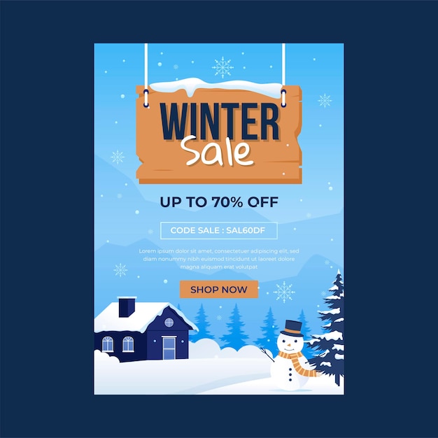 Vettore poster con gradiente di vendita invernale