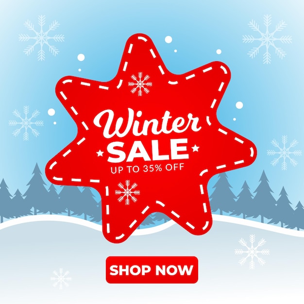 Winter sale illustration with trees design