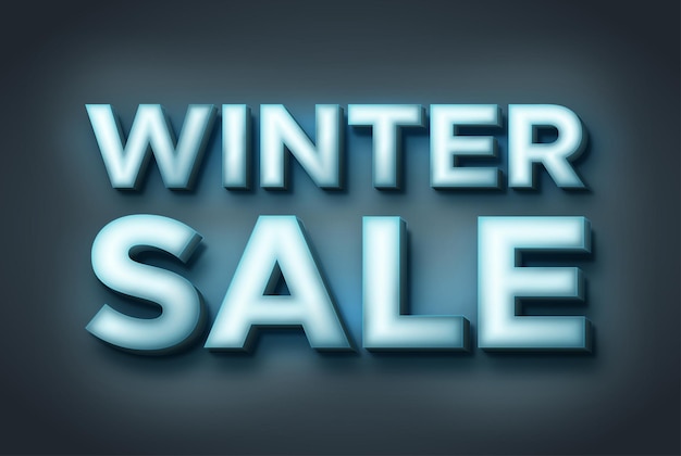 Winter sale inscription 3d glowing text inscription of ice