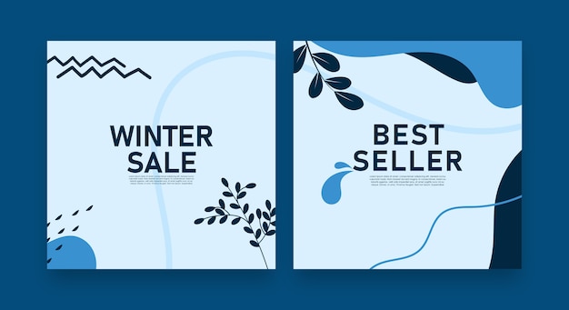 Vector winter sale instagram post collection