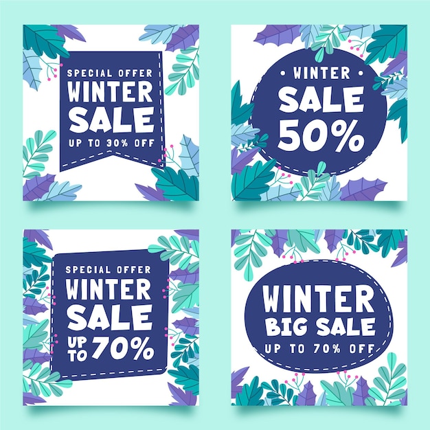 Winter sale instagram posts collection