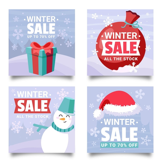 Winter sale instagram posts pack