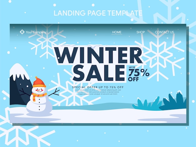 winter sale landig page and banner design template