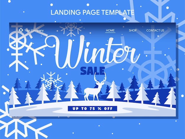 winter sale landing page and banner design template