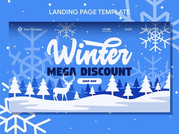 winter sale landing page and banner design template
