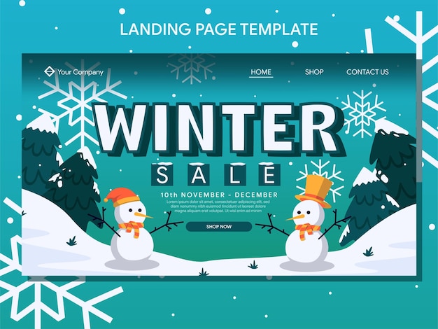 winter sale landingspagina en banner ontwerpsjabloon