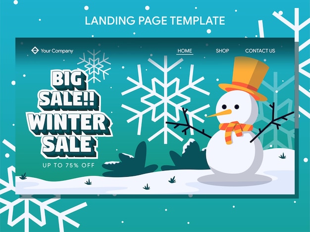 winter sale landingspagina en banner ontwerpsjabloon