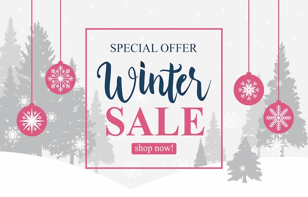 Winter sale marketing promotion snow pine snowflake