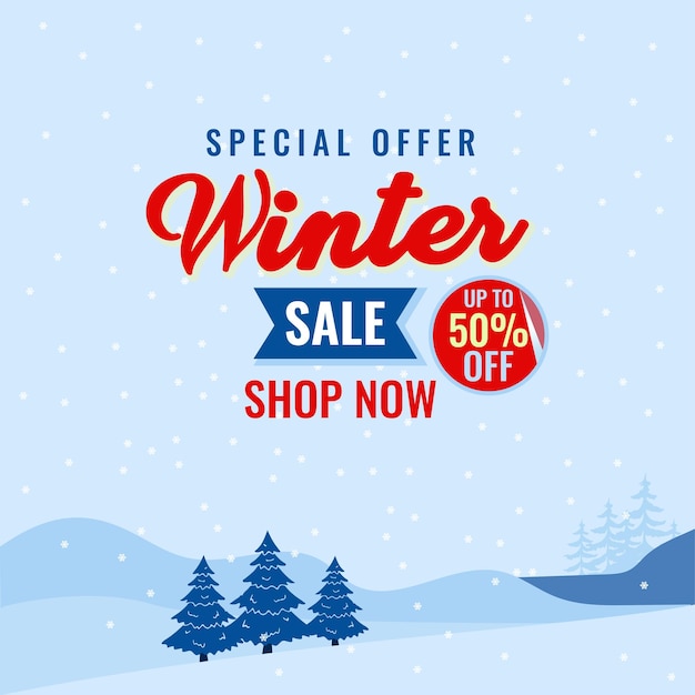 winter sale off template with paper cut snowflakes seasonal advertising for banner poster