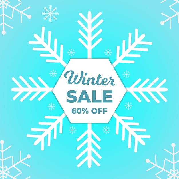 Winter sale offer 60 percent off design vector illustration