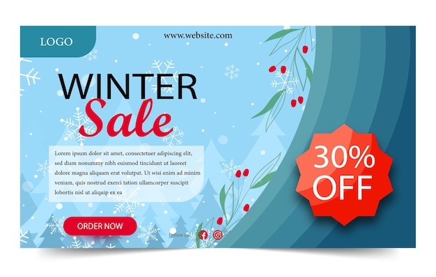 winter sale poster banner template flyer design