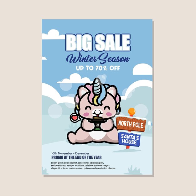 Vector winter sale poster design template