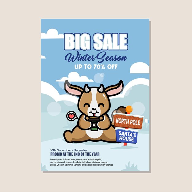 Vector winter sale poster design template