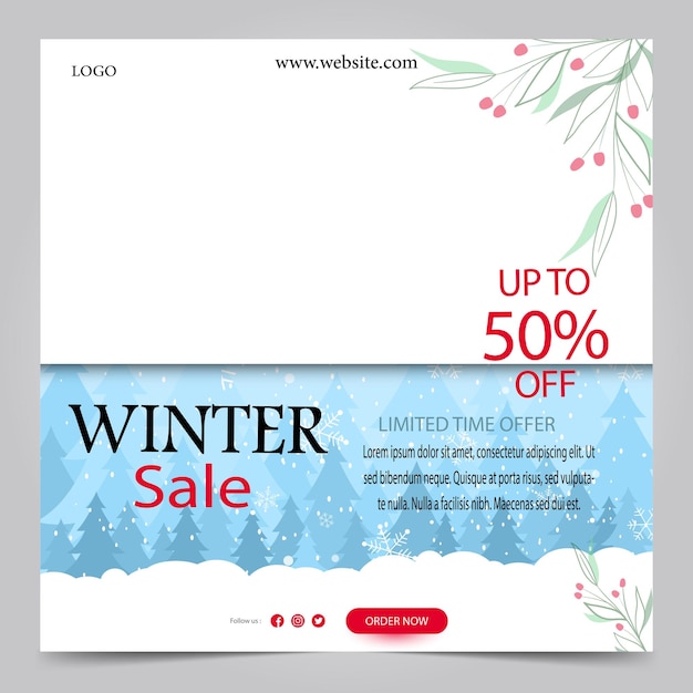 winter sale poster template banner