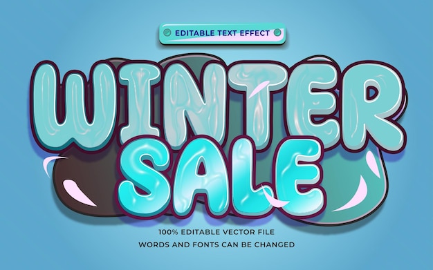 Vector winter sale promotion text effect editable