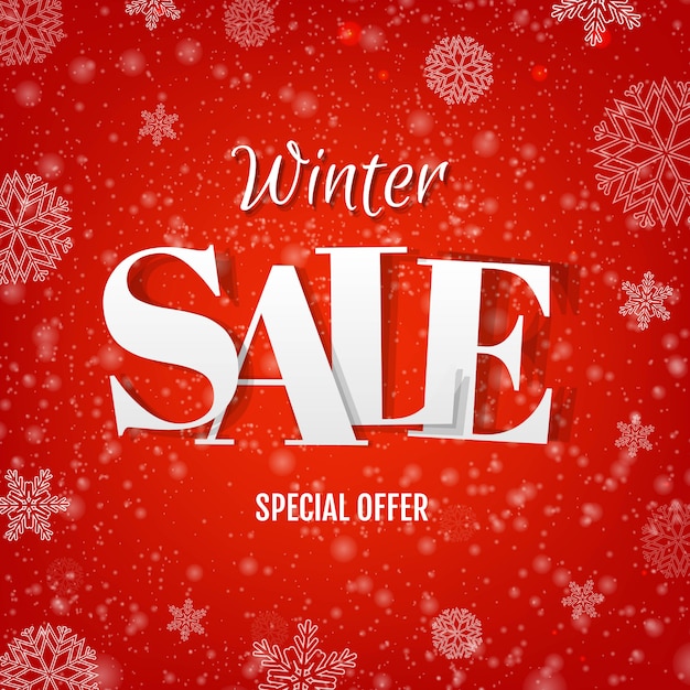 Winter Sale red banner With Snow