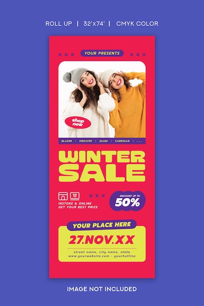 Vector winter sale rollup banner