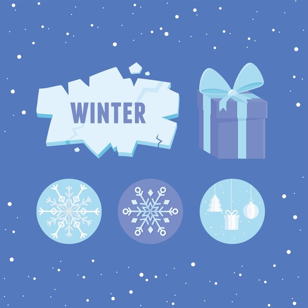 Vector winter sale season ice gift box snowflakes decoration   illustration