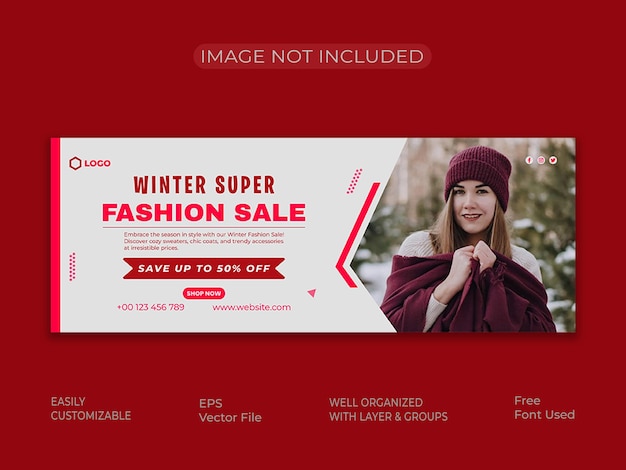 Winter sale social media cover template