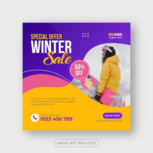 Winter sale Social media Instagram post banner template Premium Vector