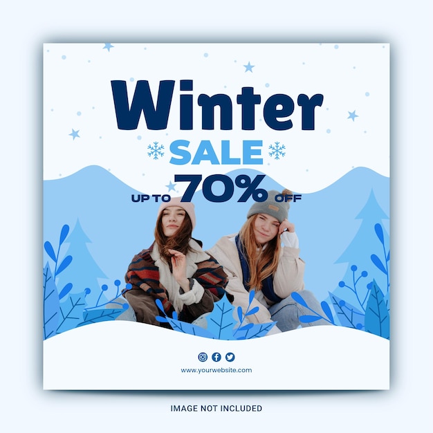 Winter sale social media and instagram post templates