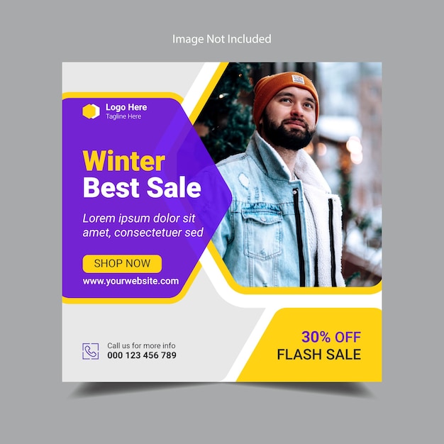 Winter sale social media post banner design template