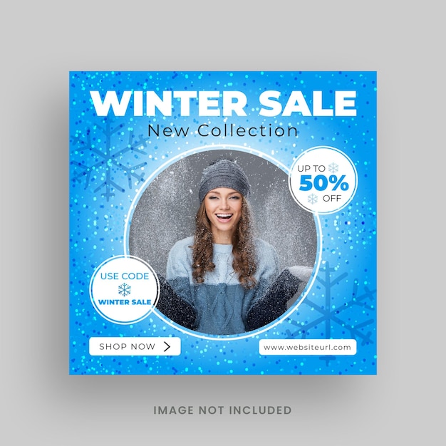 Winter sale social media post banner template design